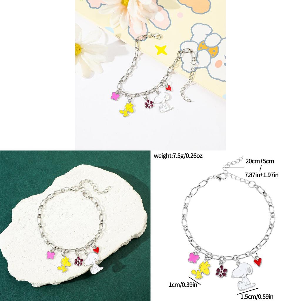 Snoopy Hand Chain Cartoon Jewelry With Zinc Alloy Pendant For Gift Sale Events