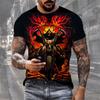 New Men's T-Shirts 3D Skull Printed Black Streetwear Short Sleeve Round-Neck Horror Halloween Man Tops Loose Fashion Gothic Tees