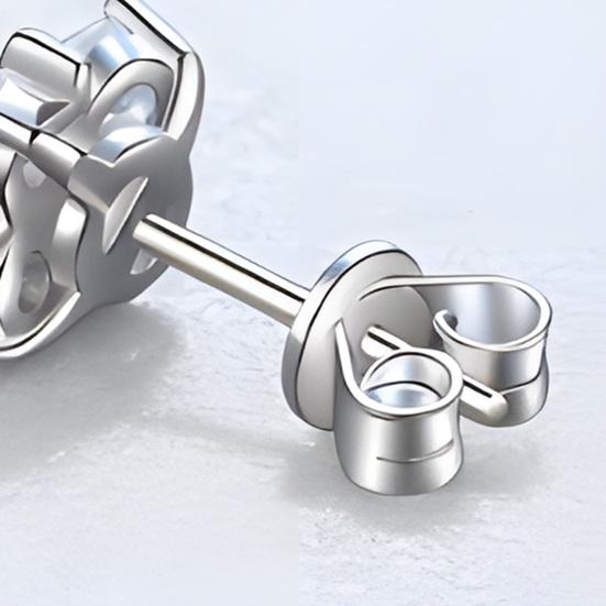 1 Pair Stud Earrings Four-Leaf Clover Design Micro-Setting High Clarity Cubic Zirconia Sparkling Earrings
