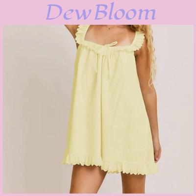 Polyester Summer Beach Dress For Women With Ruffled Lace And Bow Ties For Vacation Style