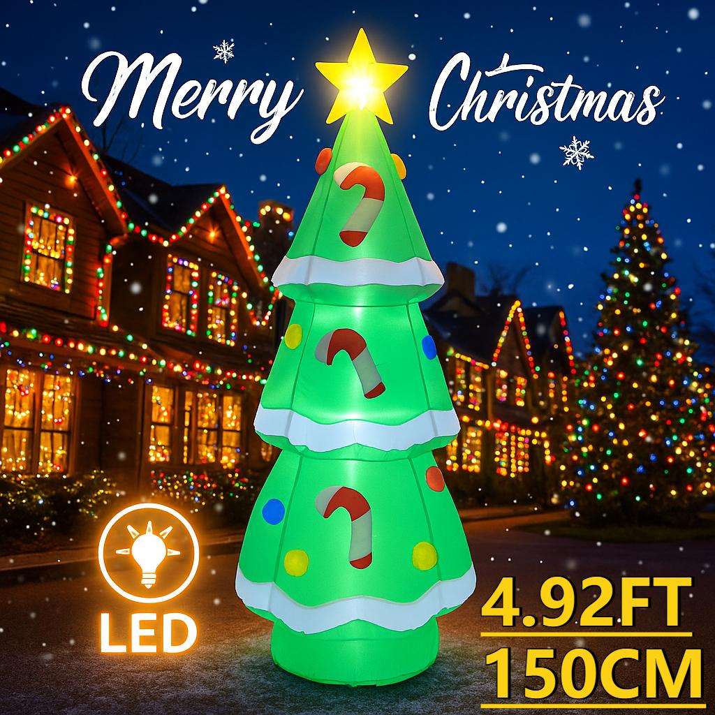 

4.92FT Рождественские надувные игрушки со светодиодной подсветкой Рождественская звезда Елка Принадлежности Украшение для дома Праздничный подарок Рождественские украшения для двора EU