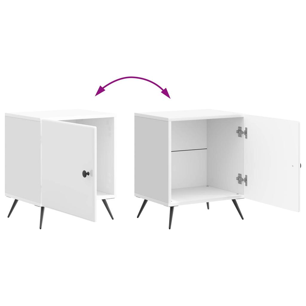 Nightstand High Gloss White 43 x 34.5 x 50 cm Particleboard