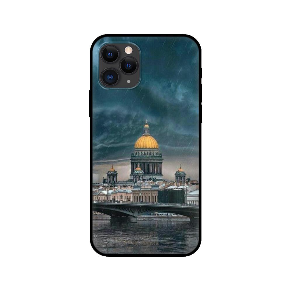 Black tpu case for iphone 5 5s se 2020 6 6s 7 8 plus x 10 XR XS 11 12 mini pro MAX back Russian Moscow Saint Petersburg