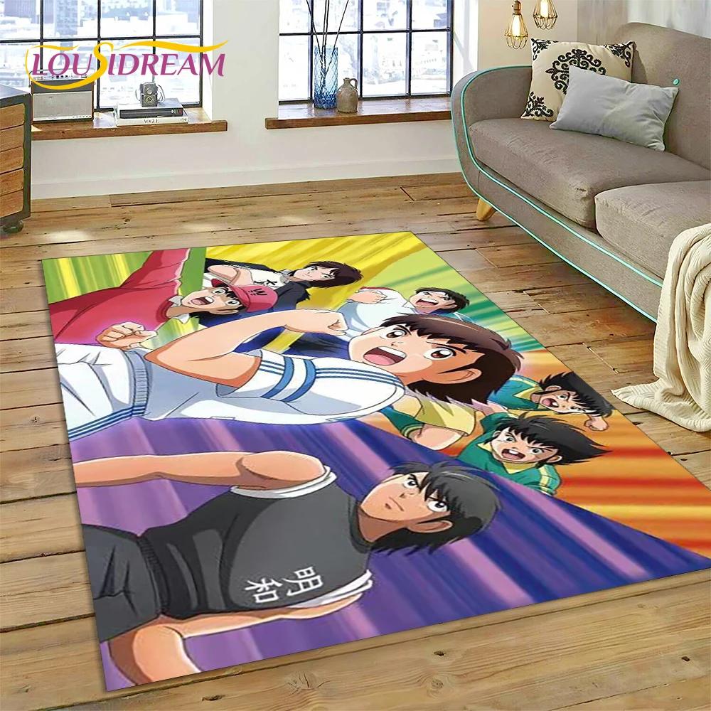 3D Cartoon Captain Tsubasa Fußballteppich für Schlafzimmer Wohnzimmer Heimsofa Dekoration, Kinderspiel Große Dekor Bodenmatte