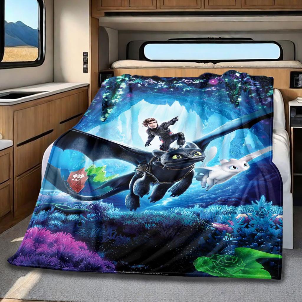 High-quality How to Train Your Dragon Toothless themed printed blanket. Soft and comfortable, a perfect gift for  friends.
