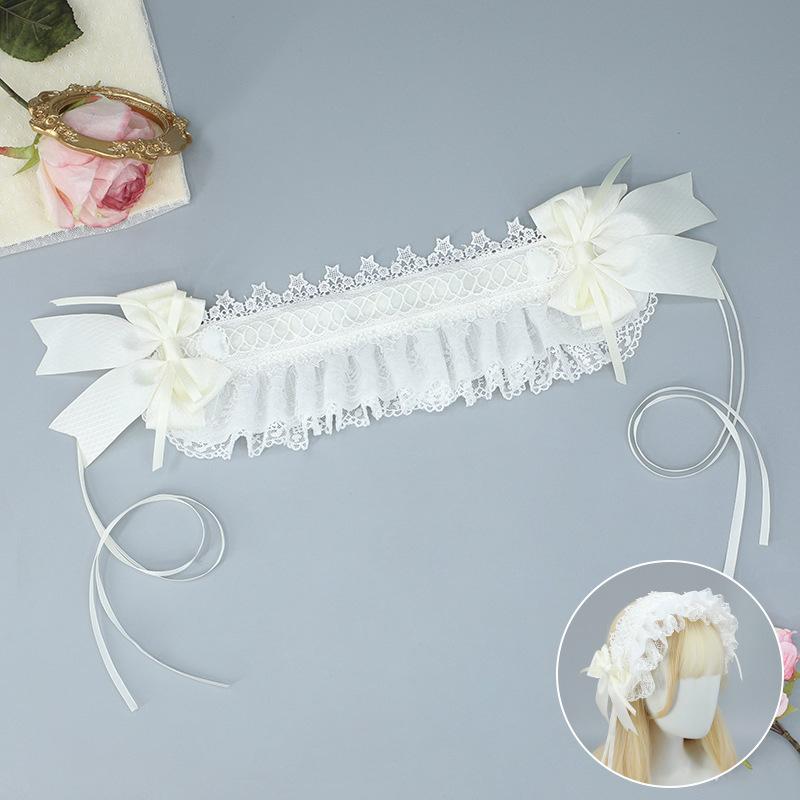 Handmade Bow Lace Headband Japanese Girl Lolita Hairpin Soft Cute Two-dimensional Headgear Cute Sister Hair Accessories