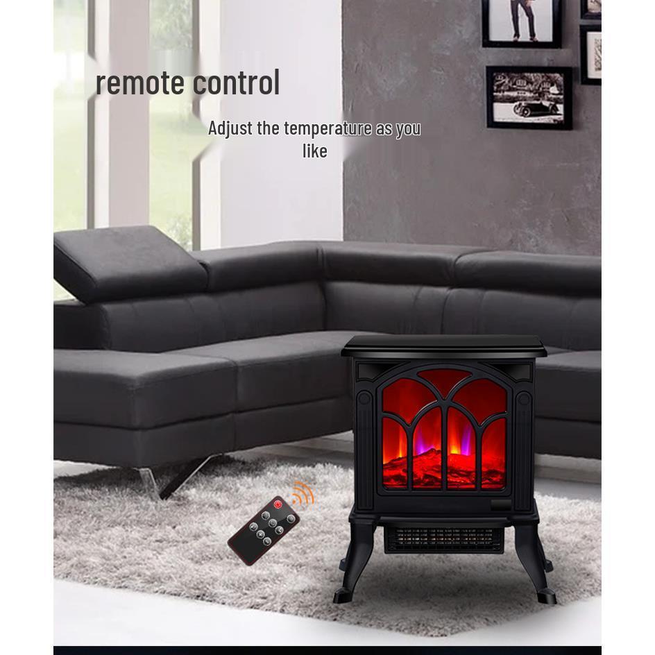 Desktop Electric Fireplace Heater with Simulated Flame for Home and Bedroom