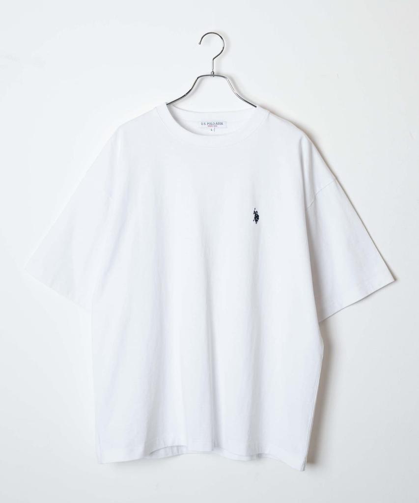 WEGO US POLO with Short Oversized Loose Size White Men's Custom-Made T-Shirt One-Point Embroidery, Sleeve, Silhouette, Fit, Spring, Summer, Autumn,