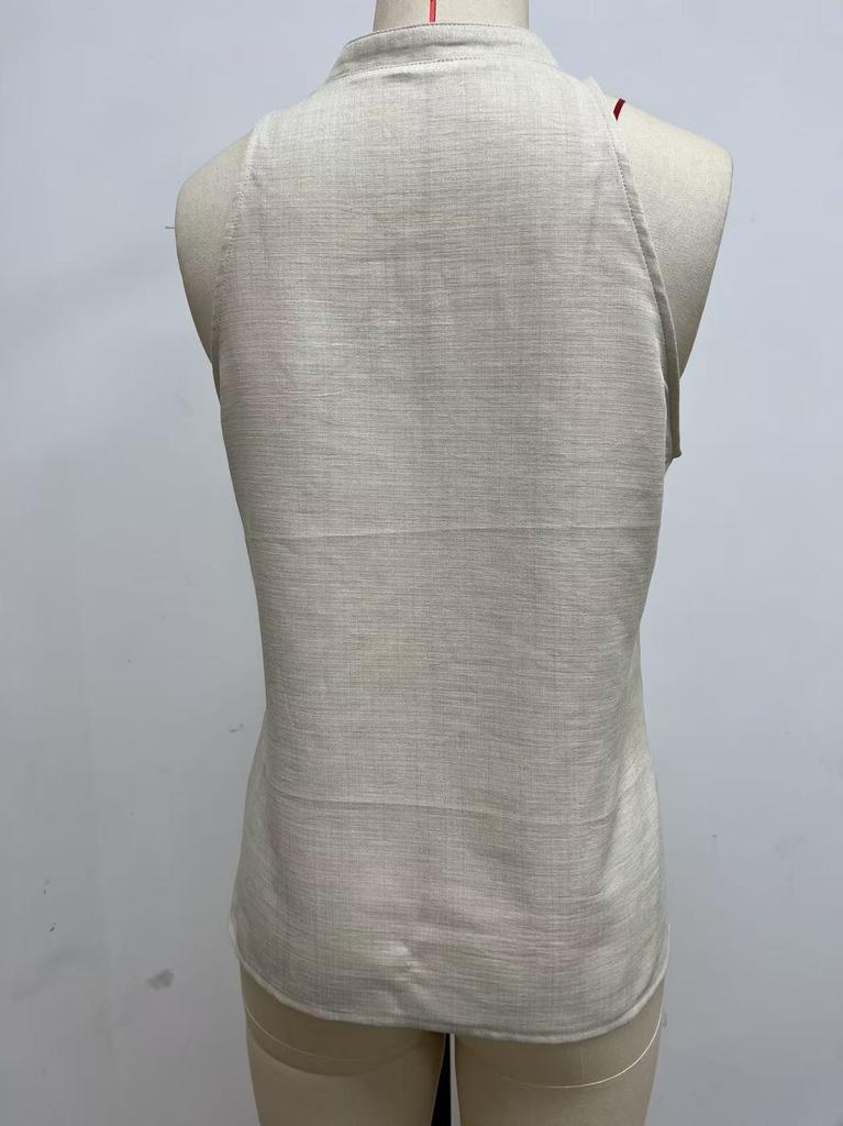2026 Sleeveless Stand-up Collar Women's Summer Shirt - Elegant & Casual Style