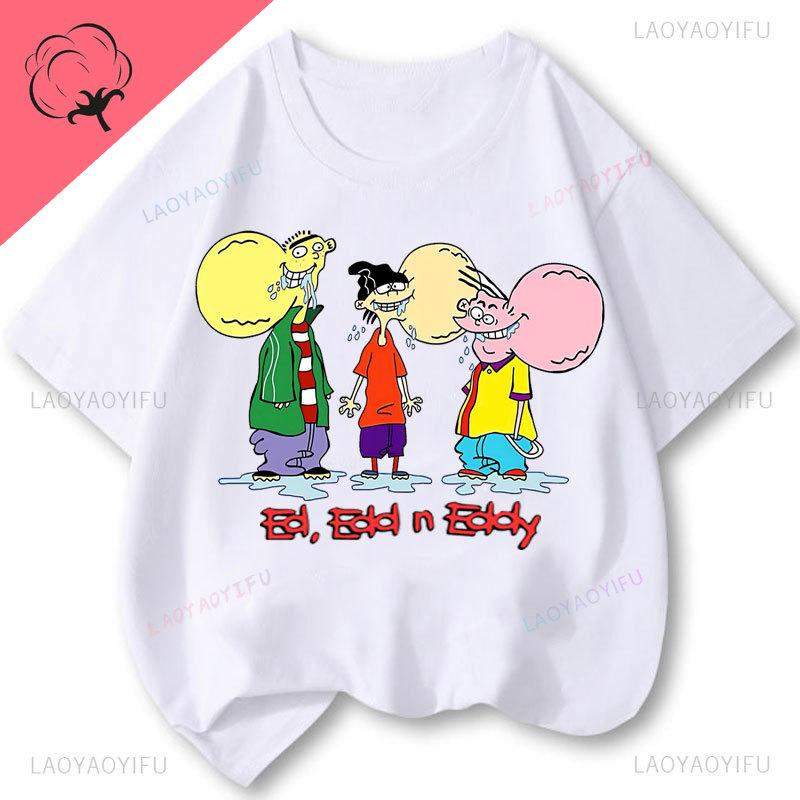Ed Edd  Eddy Tv Show Shirt Novelty Cartoon Kawaii Cute Casual Funny Comic Printed Y2k Clothes Grahic T Shirts Cotton Unisex Top