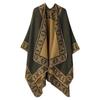Knitted Shawl Women's Winter Thick Seam Shawl European and American Dual-use External Scarf Warm Printed Fashionable Scarf Cape