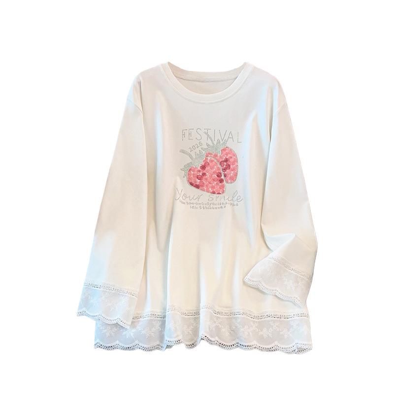 Plus Size Women's Knit Shirt, Round Neck, Loose Fit, Bust 150/160, Mid-Length