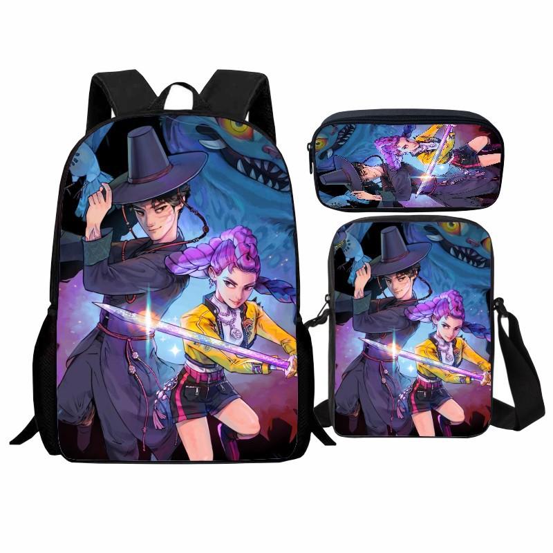 Set da Scuola a Tre Pezzi Huntrix Kpop Witch Hunters K-Pop Studente, Zaino Borsa Astuccio