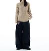 Unisex Loose-Fit Faux Two-Piece V-Neck Cable Knit Sweater - Men's Casual Long Sleeve Pullover