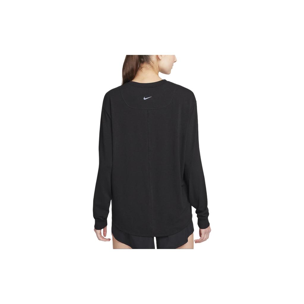 Nike Solid Color Crew Neck Long Sleeve Casual T-Shirt Women Tops Black FN2818-010
