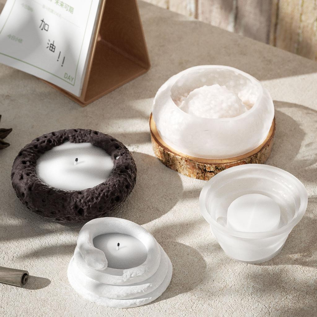 DIY Round Snake Pattern Candle Cup Silicone Mold For Aromatherapy Gypsum Silicone Candlestick Container Storage Box Resin Mold