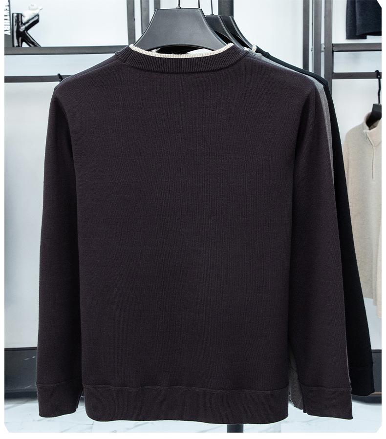 Men's Autumn Winter Embroidered Wool-Blend Knit Sweater