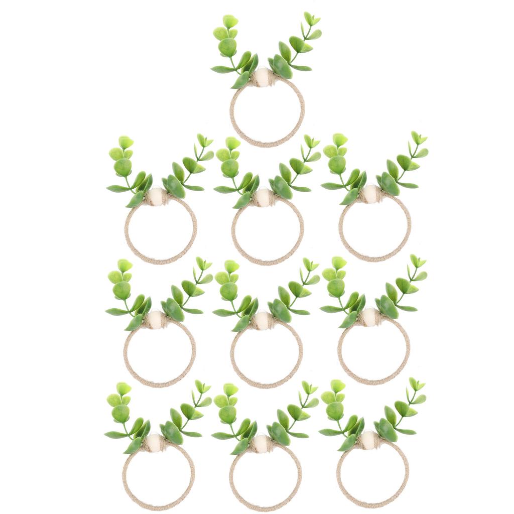 10pcs Plant Rope Wood Bead Napkin Rings Simulation Miniature Napkin Rings Holder for Doll House and