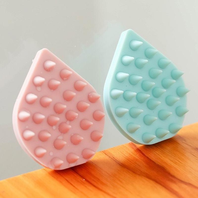 Silicone Shampoo Brush Scalp Massage Brush Wet and Dry Hair Washing Brush Water Droplets Shaped Shampoo Comb for Daily
