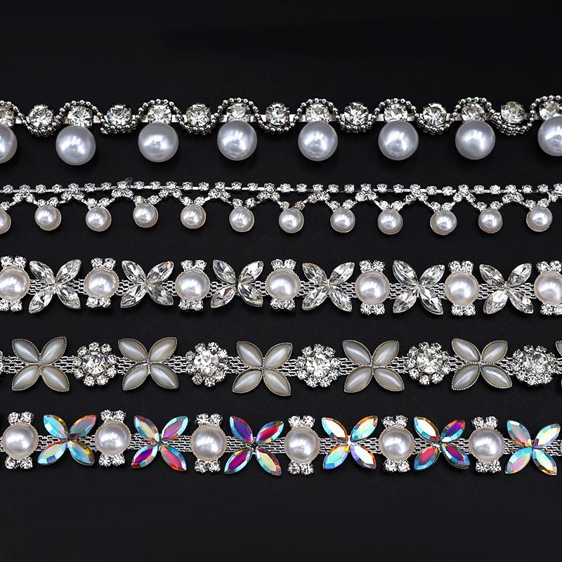 Αλυσίδα από Στρας με Πέρλες και Διαμάντια για Ρούχα και Αξεσουάρ DIY