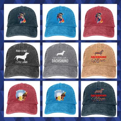 Vintage Beyzbol Şapkası Unisex Dachshund ile Hayat Daha İyi Ayarlanabilir Şapka Unisex Kadınlar için Klasik Yıkanmış Pamuklu Kot Kamyoncu Şapkası