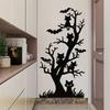 Gothic Wall Art Metal Tree with Cats and Bats Decor