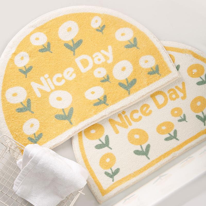 Cute cartoon imitation cashmere carpet Bathroom bathroom absorbent household ins entry foot mat bedroom carpet