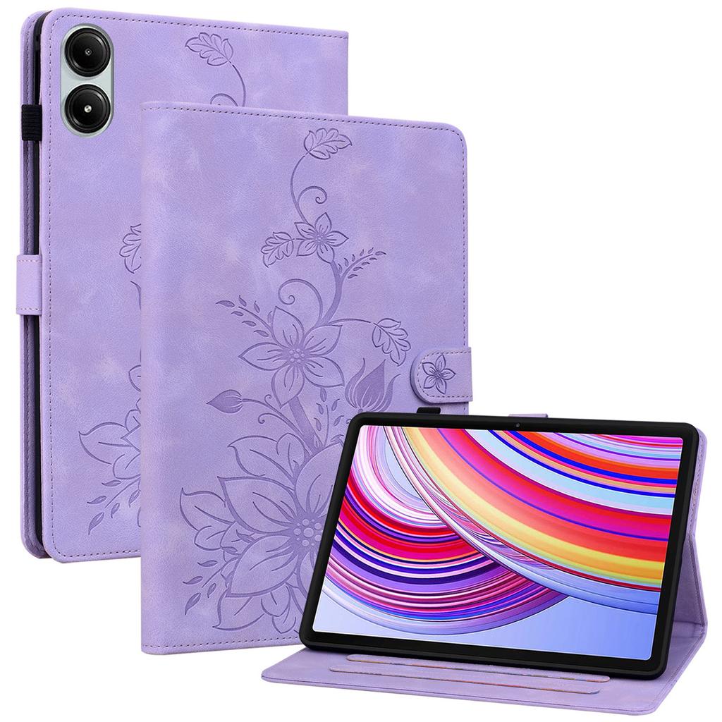 For Xiaomi Redmi Pad Pro/Redmi Pad Pro 5G/Poco Pad Shockproof Case Lily Flower Imprint Leather Tablet Cover