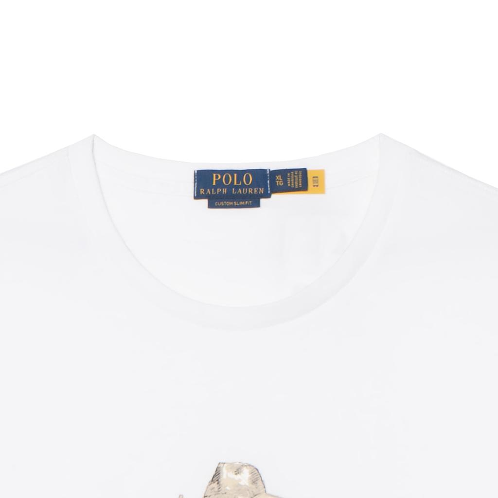 Polo Ralph Lauren FW22 Cartoon Bear Print Crew Neck Short Sleeve T-Shirt Men Tops White 710853310-016