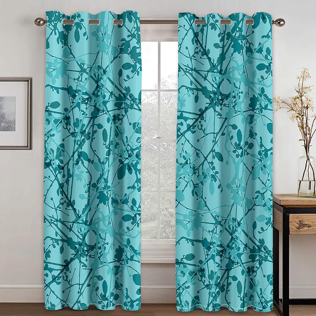 

Мультяшные цветочные текстуры линий золотого гепарда 3D шторы синие спальня кухня гостиная балкон окно декор 2 панели 50W130H(CM)X2PCS&Grommet Top