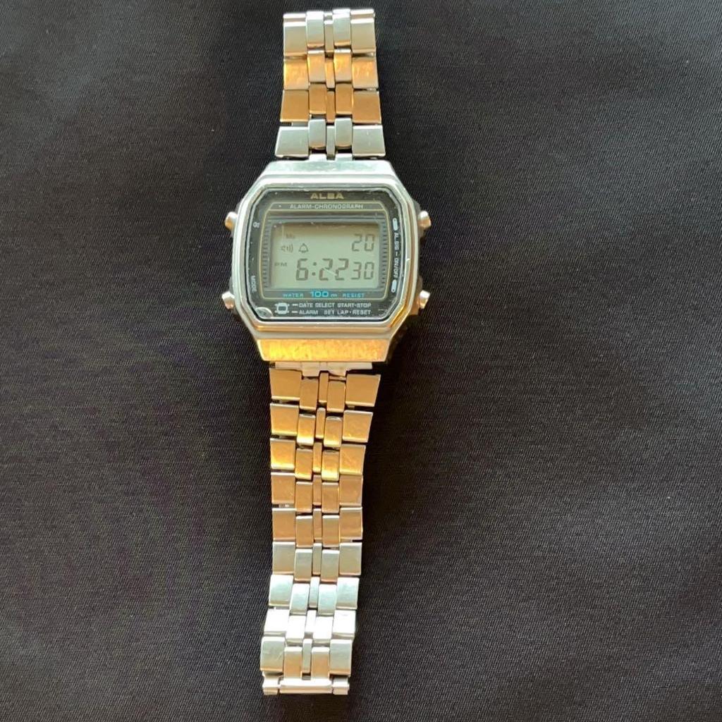 Used SEIKO ALBA Y789-5370 Genuine SS Bracelet 100m Water Resistant Working Condition