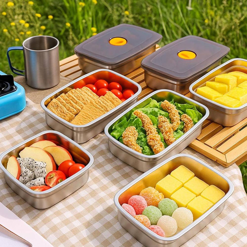 Stainless Steel Food Storage Stackable Meal Prep Boxes for Kitchen Fridge Lunch Ideal for Meal Prep Travel Kitchen Storage