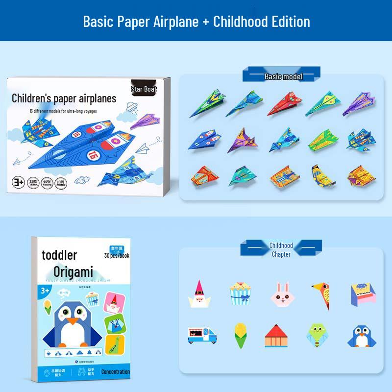 Kids' Paper Airplane Folding Set: Educational DIY Flyers for Outdoor Fun and Competitions