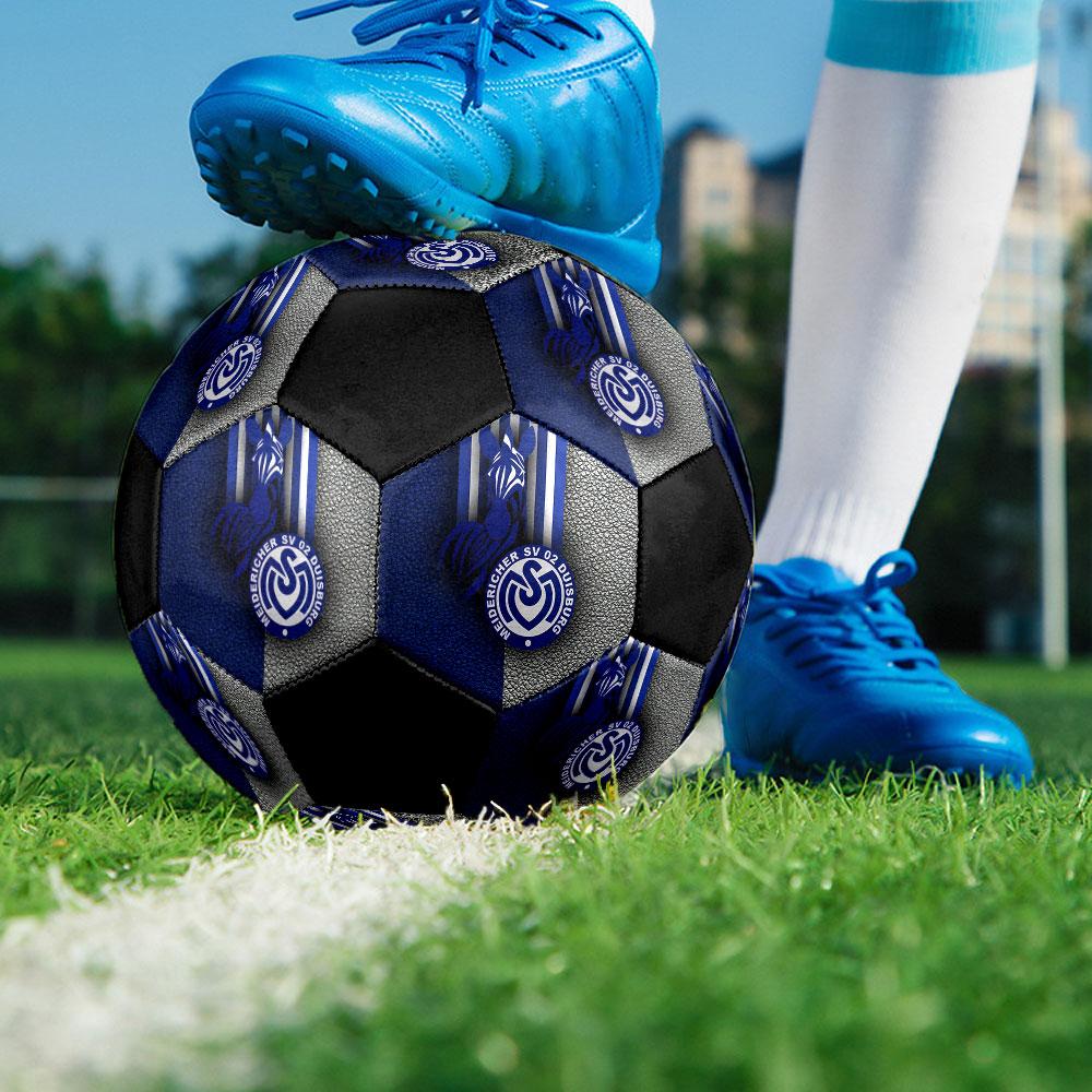 MSV Duisburg Size 5 Soccer Ball, Machine-Stitched PVC, Durable & High Bounce, All Ages Fit, fan merchandise, matches & outdoor use.
