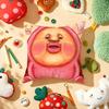 K-Kobito Z-Zukan Peach Cute Funny Cushion Cover Plush Fabric Soft Double-Sided Printed Sofa Warm Winter Home Gift Pillow Cover