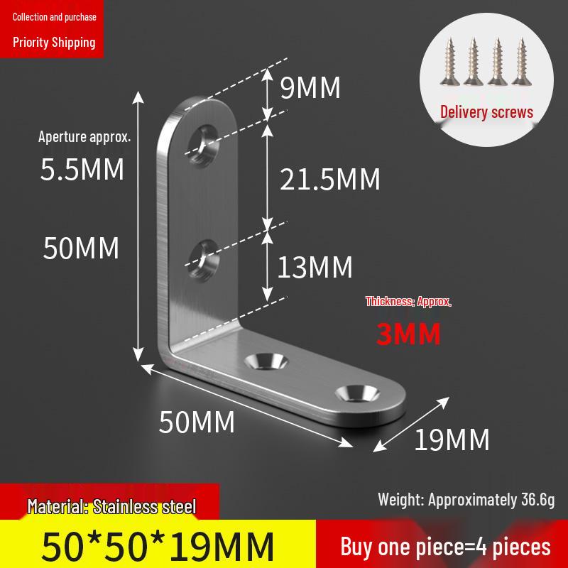 Stainless Steel 90° Right Angle Bracket Connector