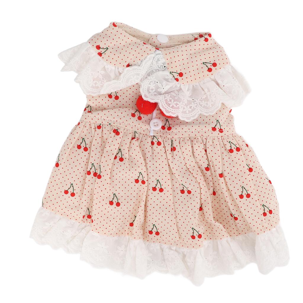 Pet Dress Cotton Breathable Soft Cherry Pattern Cute Pet Skirt for Puppy Bunny Small Pig