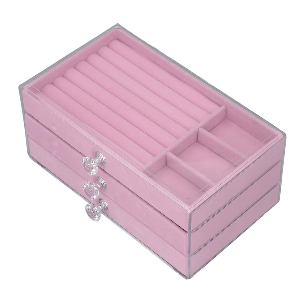 Acrylic Jewelry   3 Drawers Storage Box Transparent Jewelry Display Stand rrings Necklace Holder Case