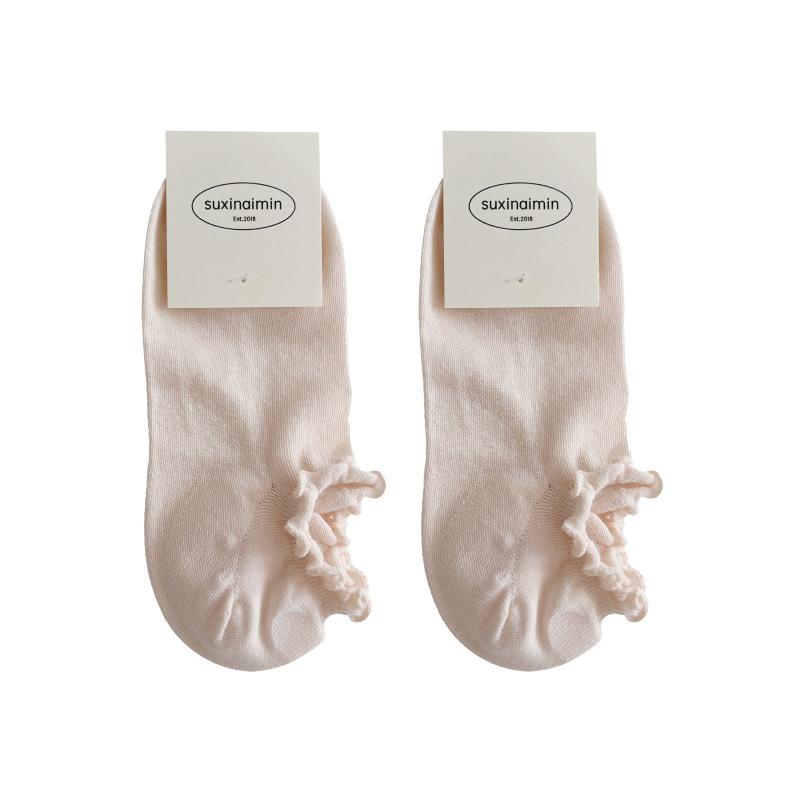 Embroidered Boat-style Women's Summer Cotton Socks, Non-stretch Socks, Thin Short Socks, Sweat-absorbing and Breathable Women's Socks, Invisible Socks