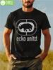 Black Geometric Rhino Graphic T-shirt - 100% Cotton Stretch Sport Style Tee for Running