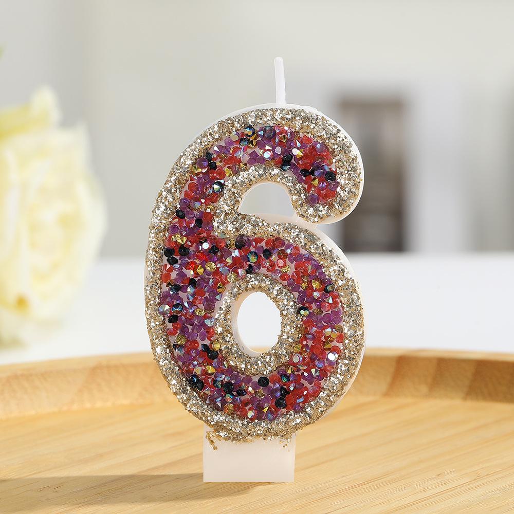 Champagne Glittering Seven-Color Luxury Number Candles for Birthdays