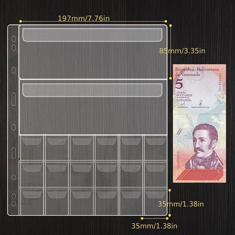 10 Sheets Banknotes And Coin Collection Book Storage Pouch Holder For Commemorative Coin Organizer