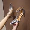 Μόδα Νέα Μυτερή Μύτη Φετίχ Πολυτελής Σχεδιαστής Γυναικεία Εξαιρετικά Ψηλά Τακούνια Κυρίες Σέξι Χρυσό Ασημί Γάμος Slingbacks Γόβες Γκλίτερ Τακούνια d