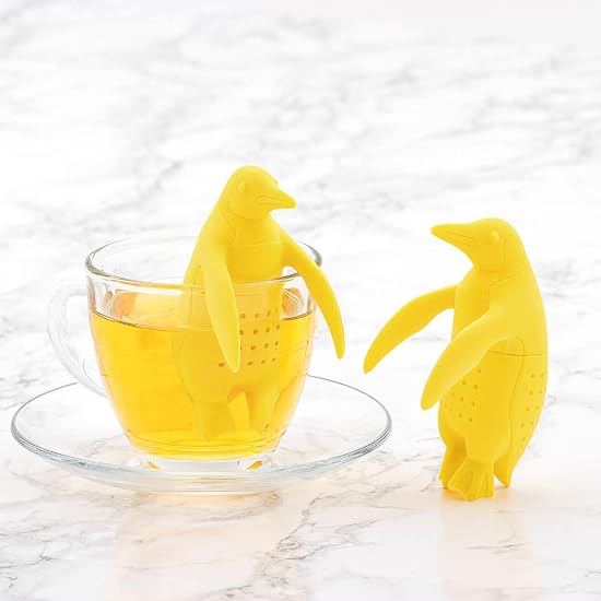 COLORATA Animal Tea Strainer (King Penguin / Dishwasher & Microwave Safe / Silicone) Cute Animal Tea
