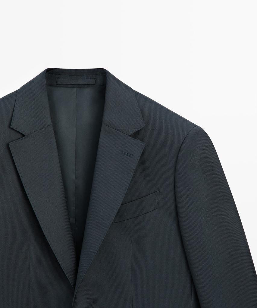 Massimo Dutti Striped Wool Blend Suit Blazer
