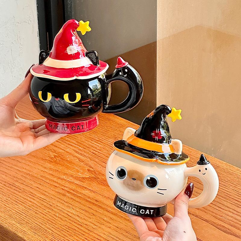 Halloween gifts cute and high-value cat ceramic mugs for girls' girlfriends' birthday gifts