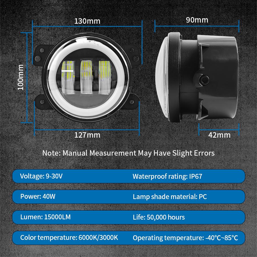 4inch Angel Eye Led LED Light Led DRL Blue High Fog Light White Amber Halo Ring DRL for Jeep Wrangler JK TJ Dodge Journey