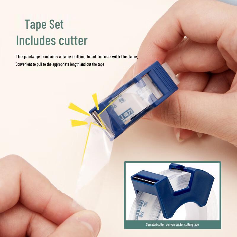 Deli 30038 Easy-Tear Transparent Stationery Tape with Dispenser
