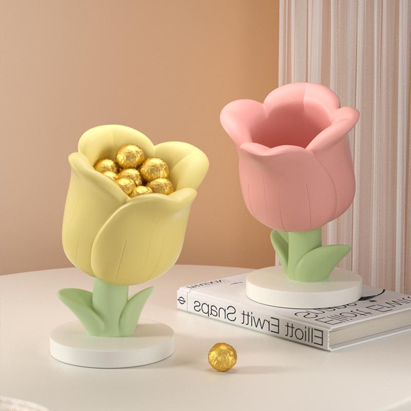 Tulip & Calla Lily Resin Flower Storage Ornament for Home Decor
