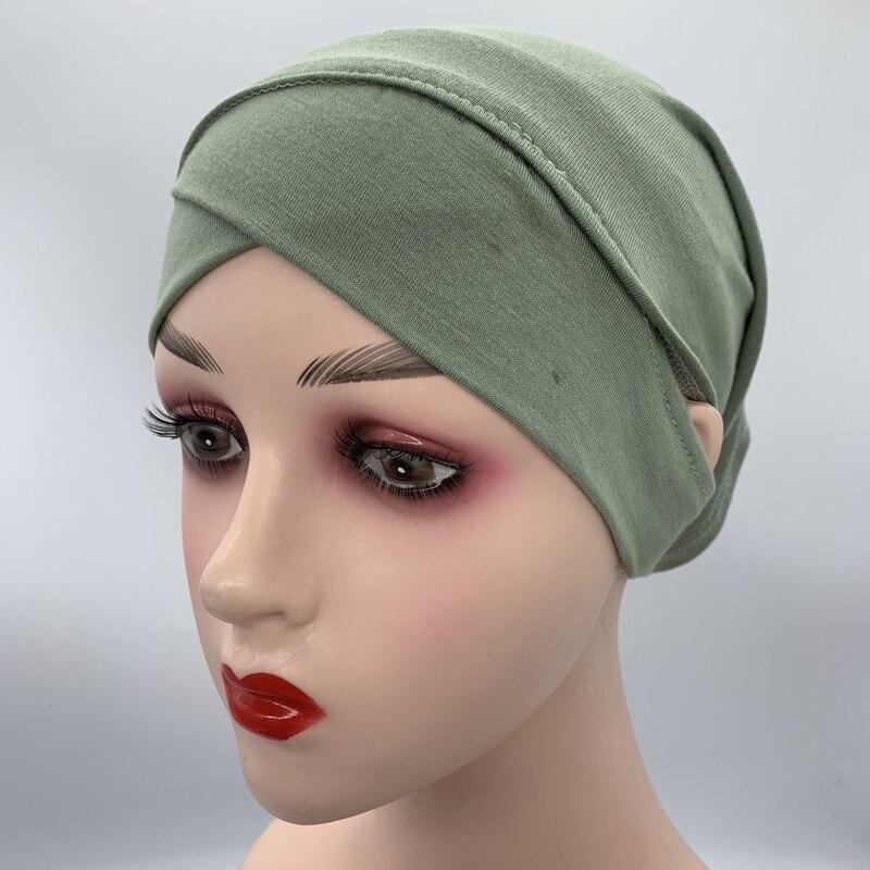Хлопковые трикотажные шапочки под хиджаб с отверстием для уха хаки — фото 9